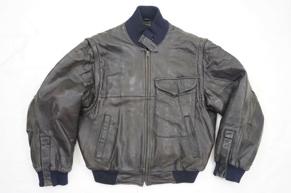 VINTAGE MERONA MEN L SOFT LAMB LEATHER BOMBER/FLIGHT JACKET REMOVABLE SLEEVES